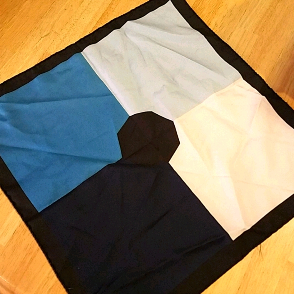 Blue White Black Colorblock Scarf‎ Pocket Square